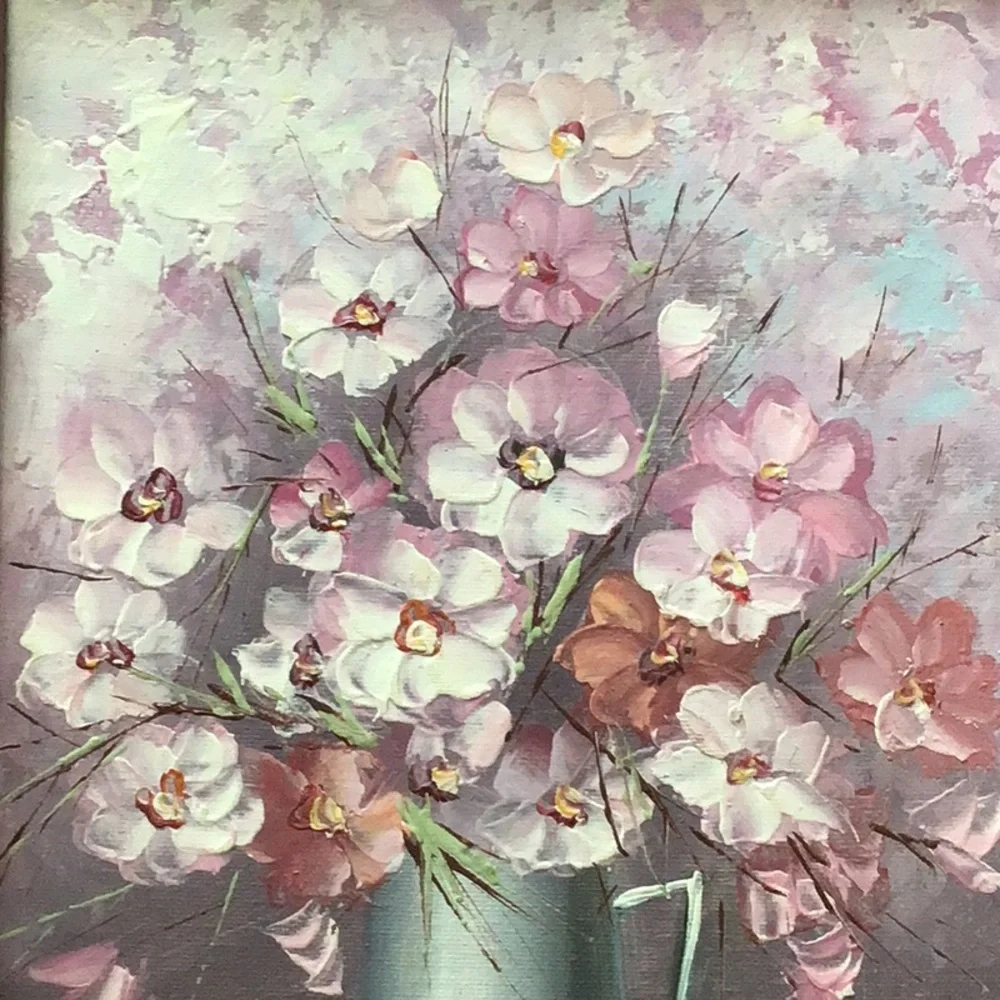 Vintage Original Art floral painting - Picture 5 of 5